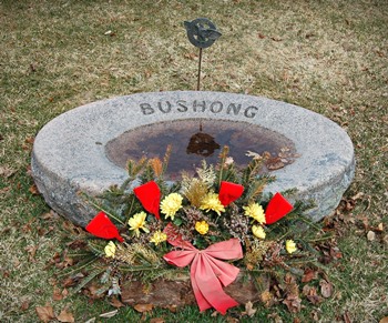 Chester's tombstones in the in the  Mount Vernon Cemetery. The brass marker is for a son's WWII service.