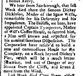 Captain Tymperton, Master of Will's Coffee House, to succeed him. (no elargement)