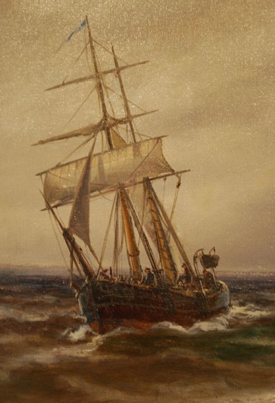 A sailing ship, painting, the Pink John and William had different sails