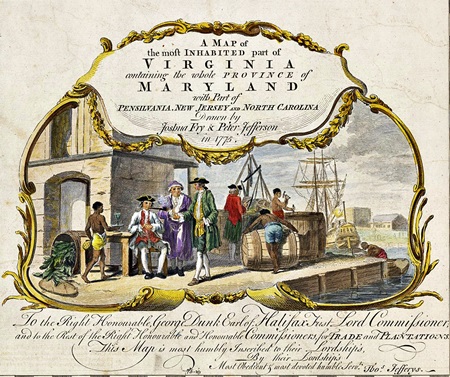 A beautiful handcolored cartouche from a 1775 map.